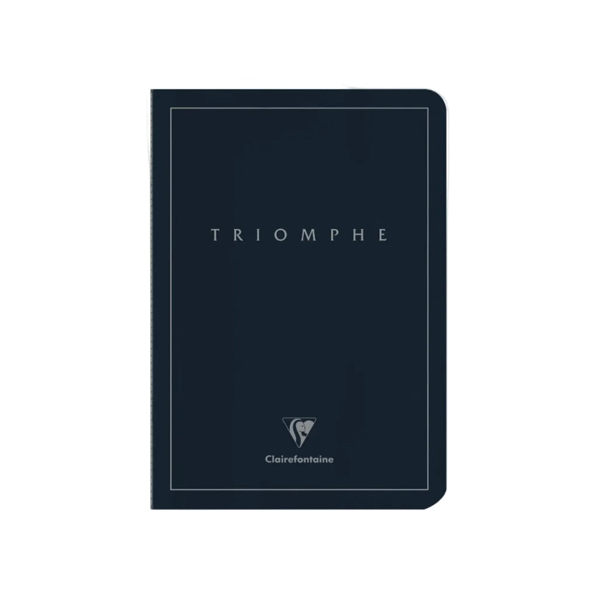 Dark blue notebook with 'Triomphe' branding on a white background