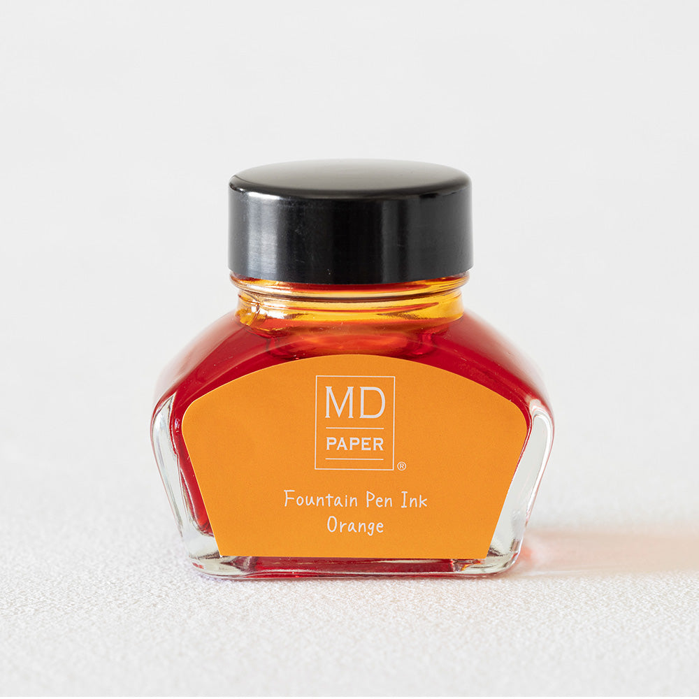 Front on view of a bottle of MD Paper Fountain Pen Ink Orange