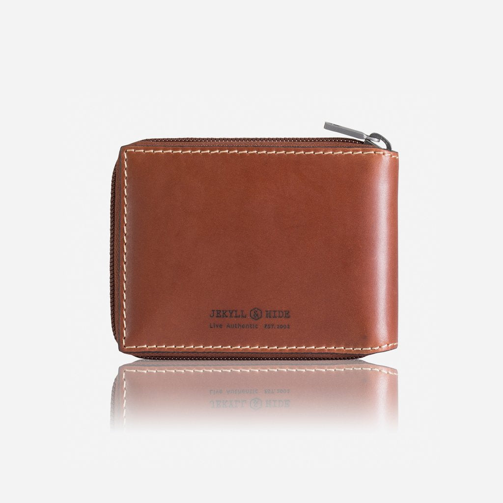 Jekyll and Hide Texas Large Zip Around Wallet With Coin - Clay
