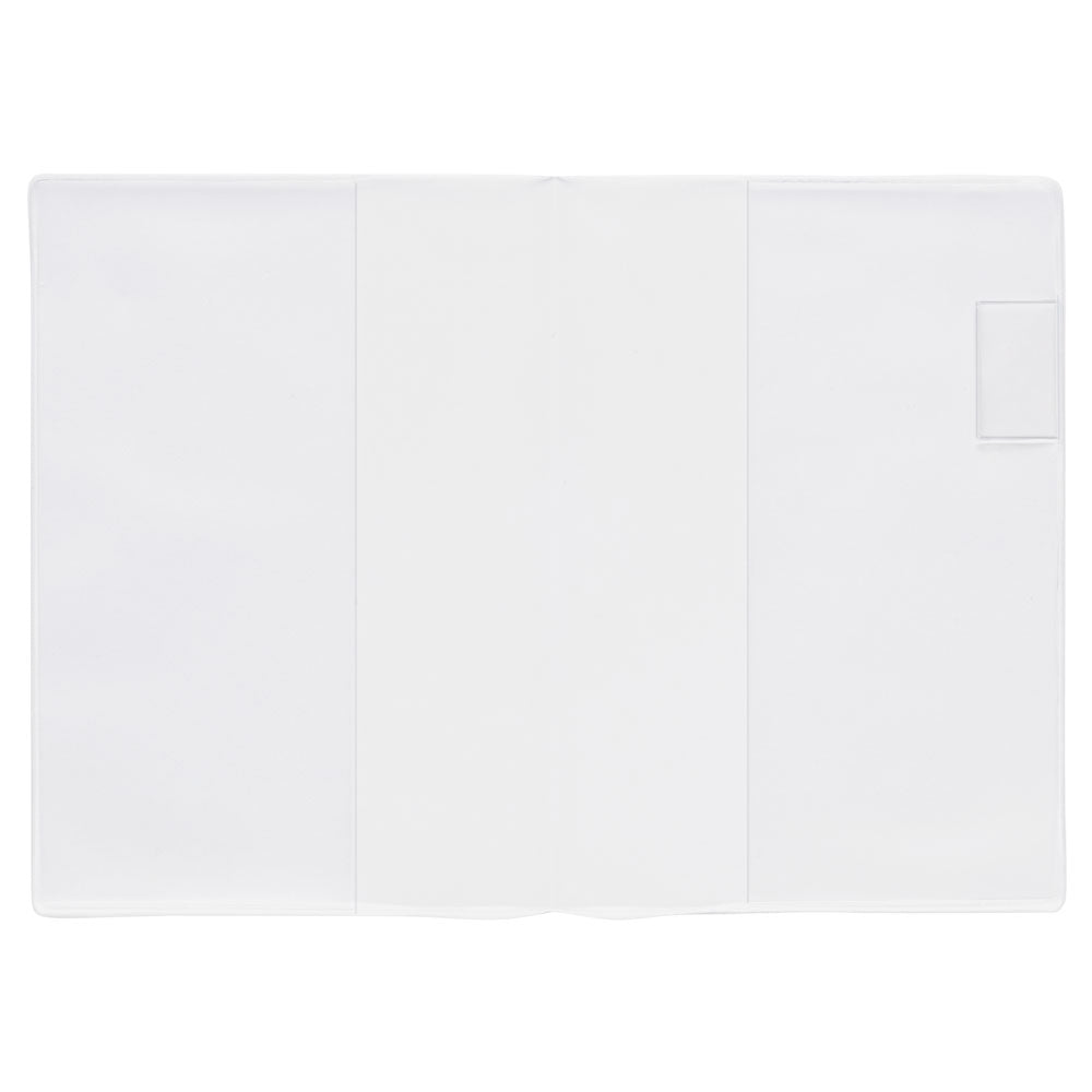 A6 clear notebook cover in its packaging, "designed to become a part of your notebook"