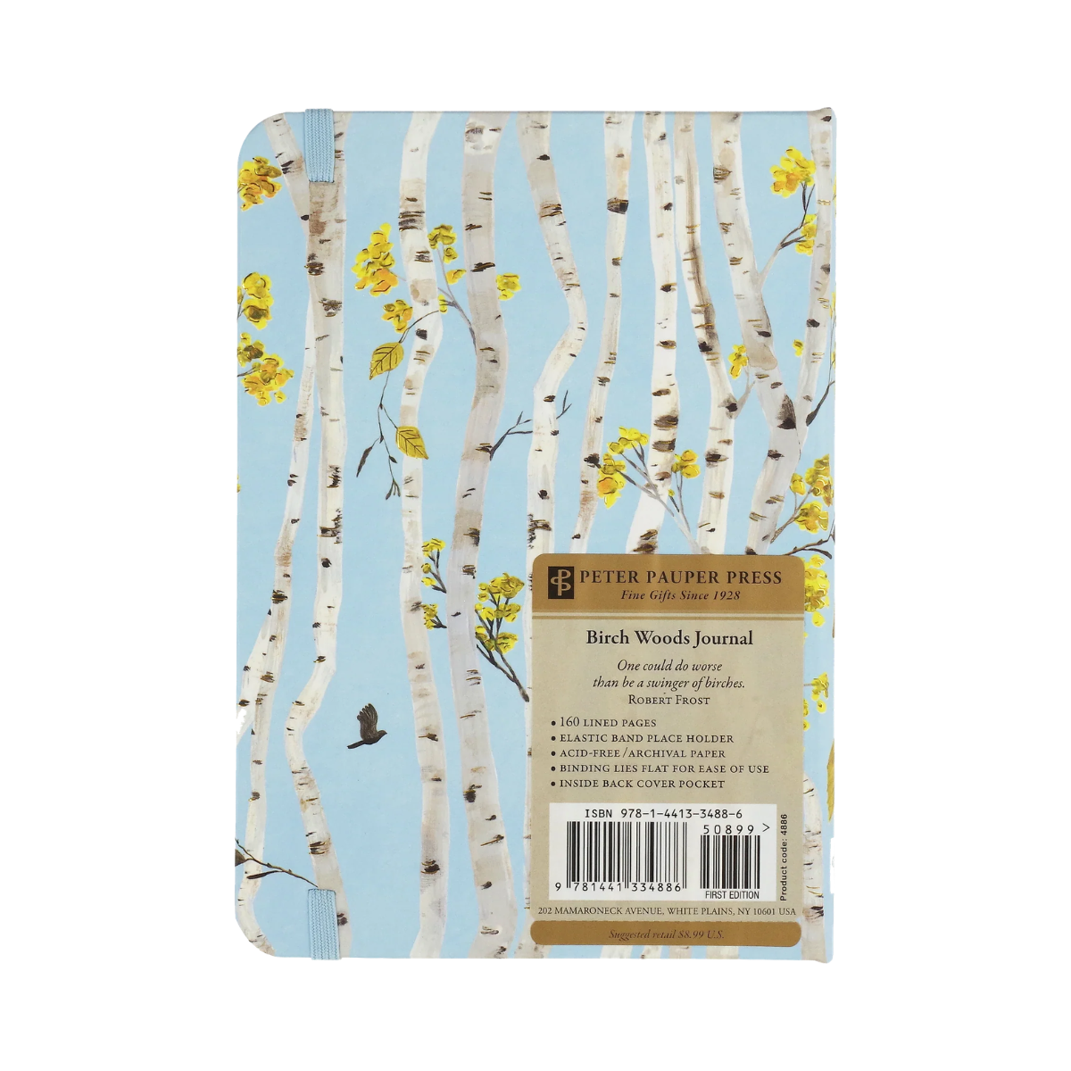 Journal with birch tree design and Peter Pauper Press branding on a white background