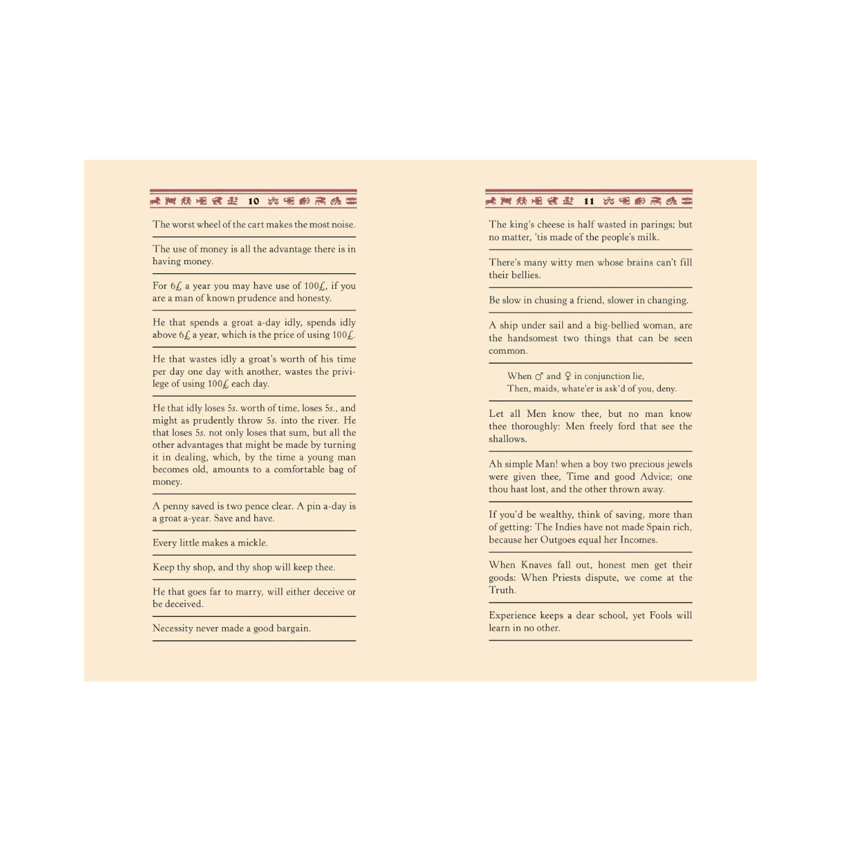Two pages of text on a beige background
