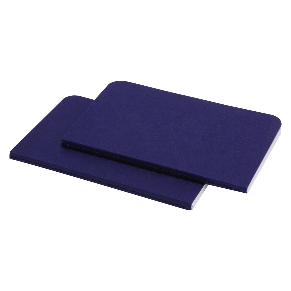 Two blue notebooks on a white background