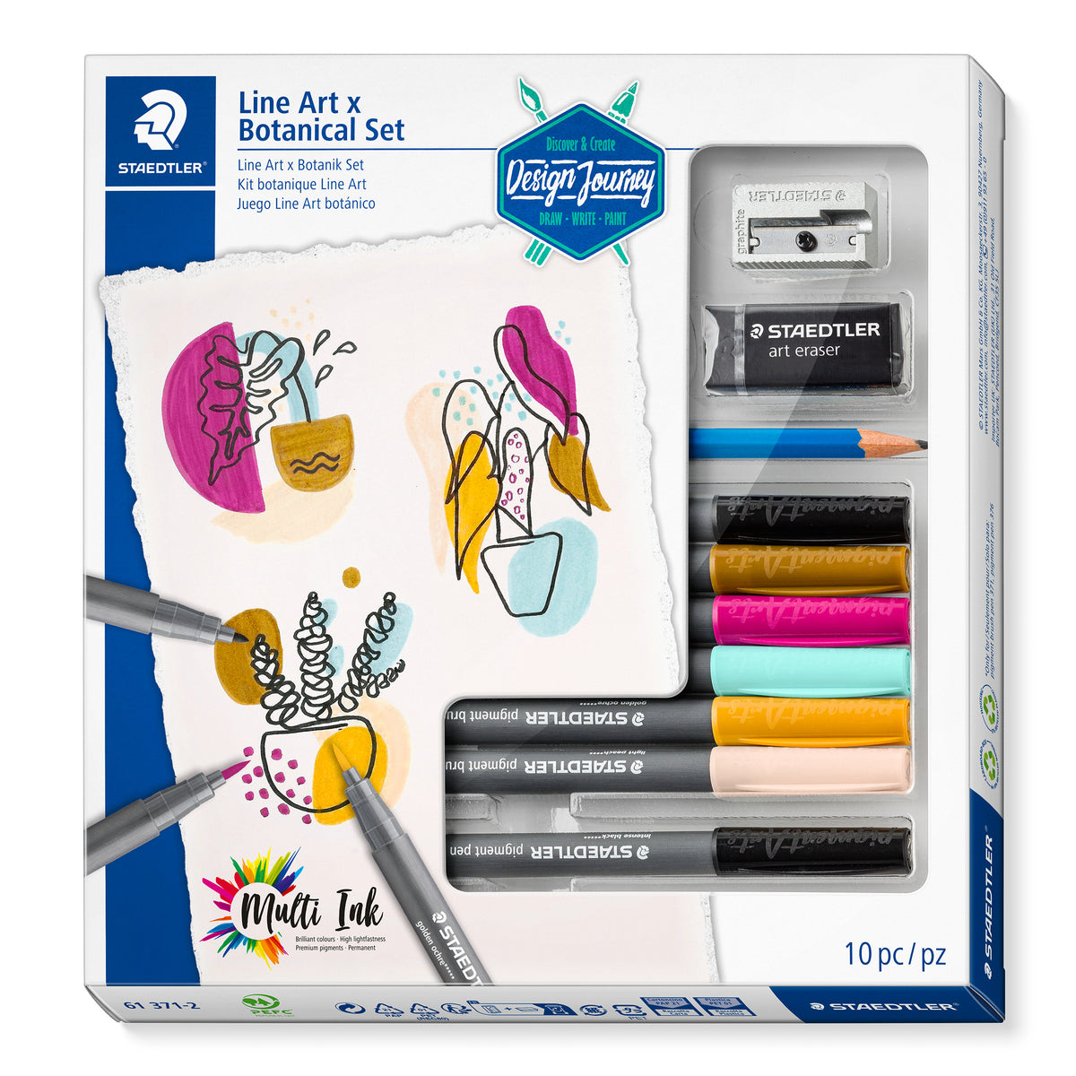 STAEDTLER Pigment Brush Pen 371 Line Art x Botanical Set