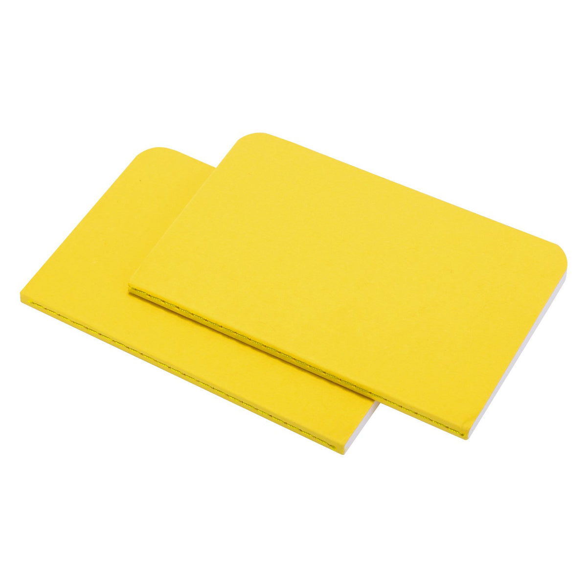 Two yellow notebooks stacked on a white background