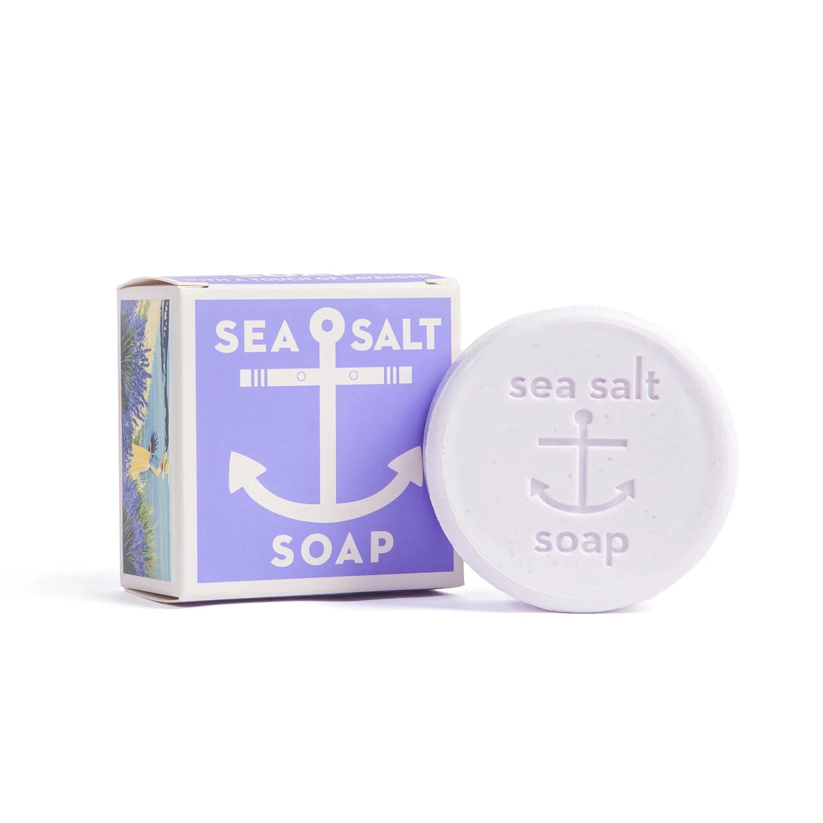 Sea salt soap with packaging on a white background