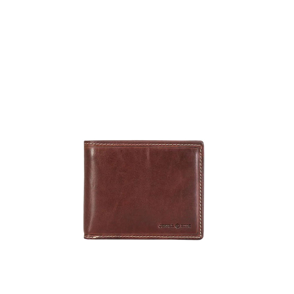 Brown leather wallet on a white background