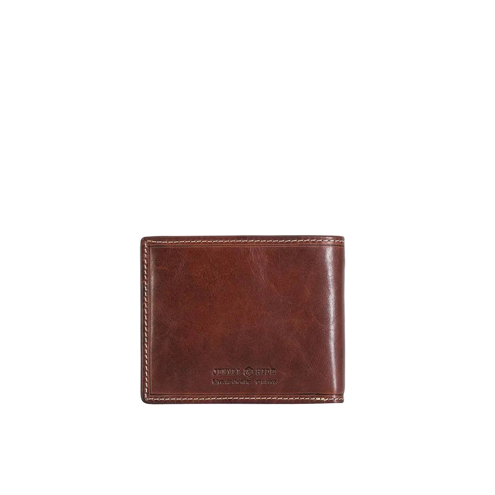 Brown leather wallet on a white background