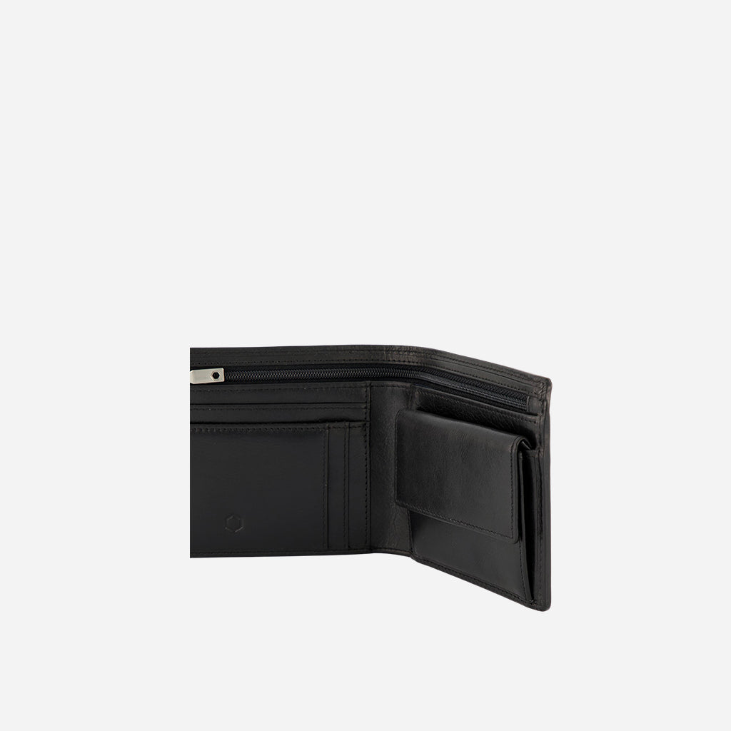 Jekyll and Hide Oxford Medium Billfold Wallet With Coin - Black
