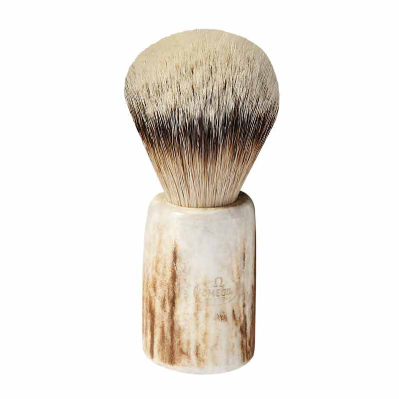 Omega 6550 Silvertip Badger Shaving Brush – Deer Horn Handle