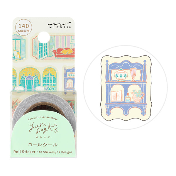 Roll of stickers with decorative design and Midorin branding