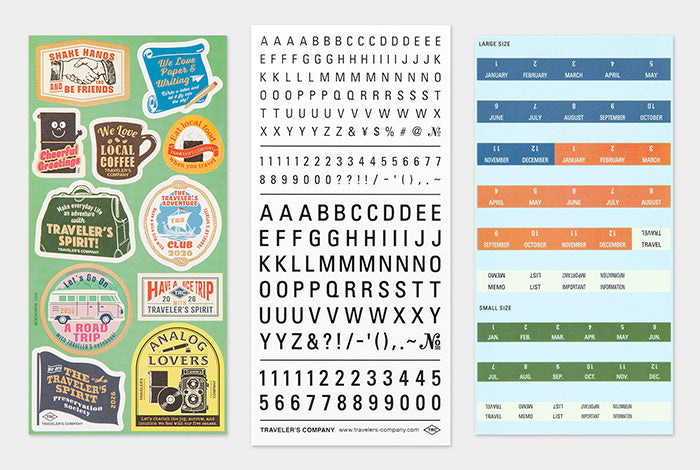 Packaging of Traveler's Company customize sticker set for 2026 diary on a white background