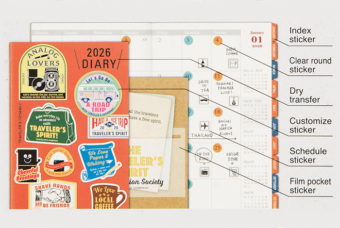 Traveler&#39;s Notebook Sticker Set for 2026 Diary - Limited Edition