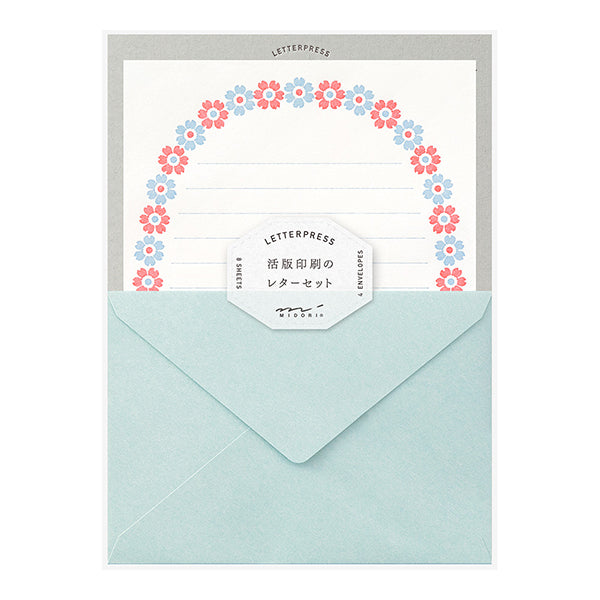 Midori Letterpress Letter Set - Flower Frame