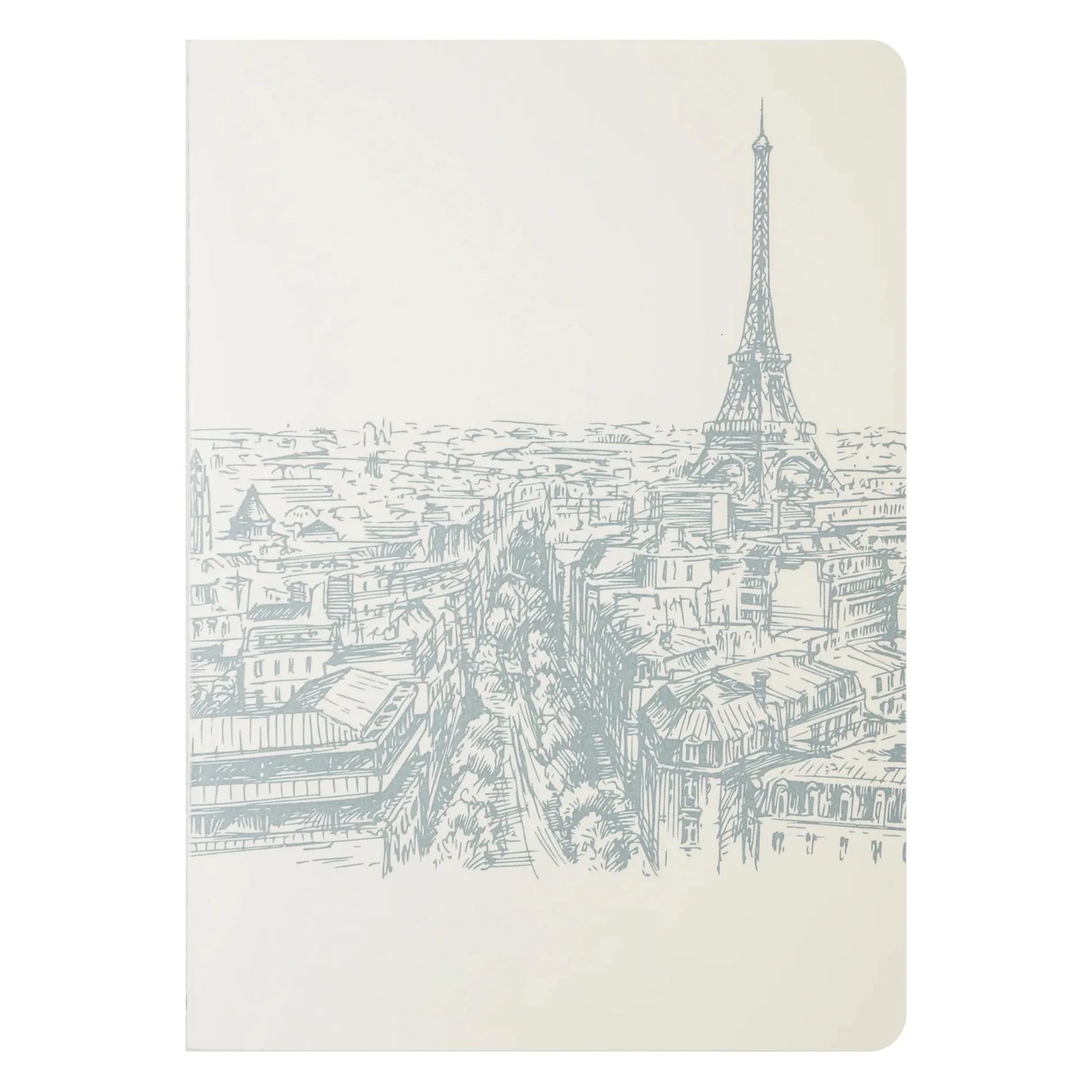 Notebook with Eiffel Tower illustration on a white background