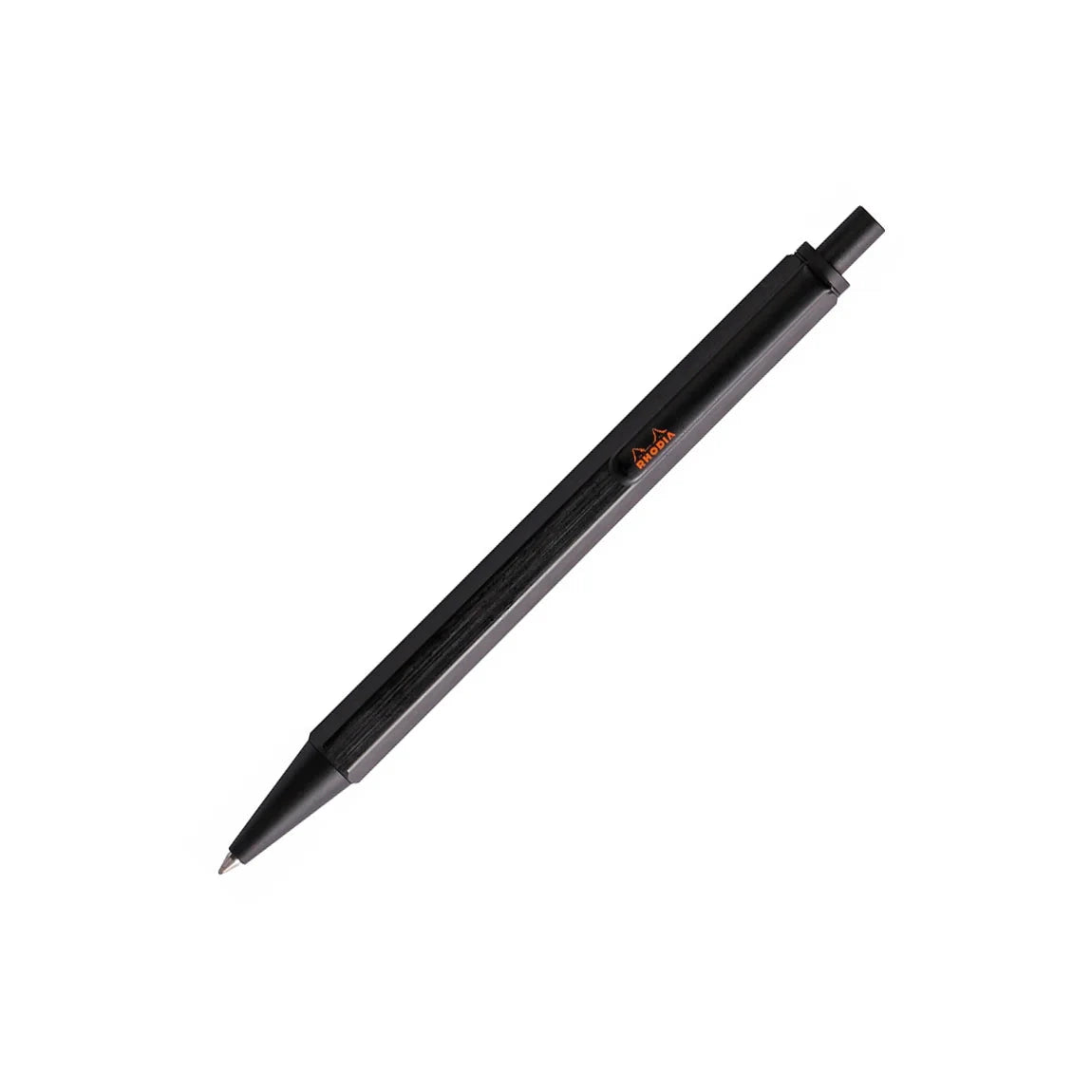 Black pen on a white background