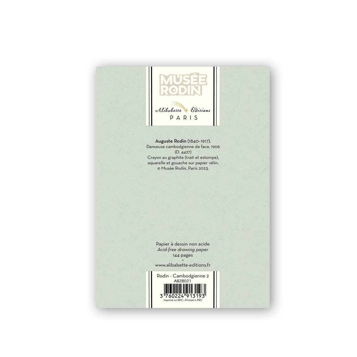 Light green book with text and a Museée Rodin logo on a white background