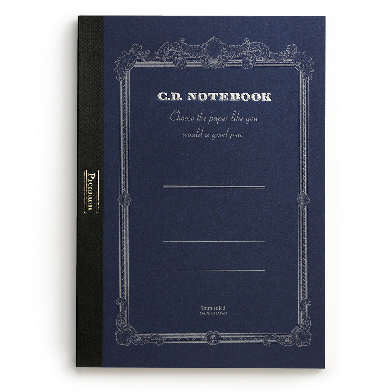 A5 lined premium notebook cover showing the dark blue shimmer