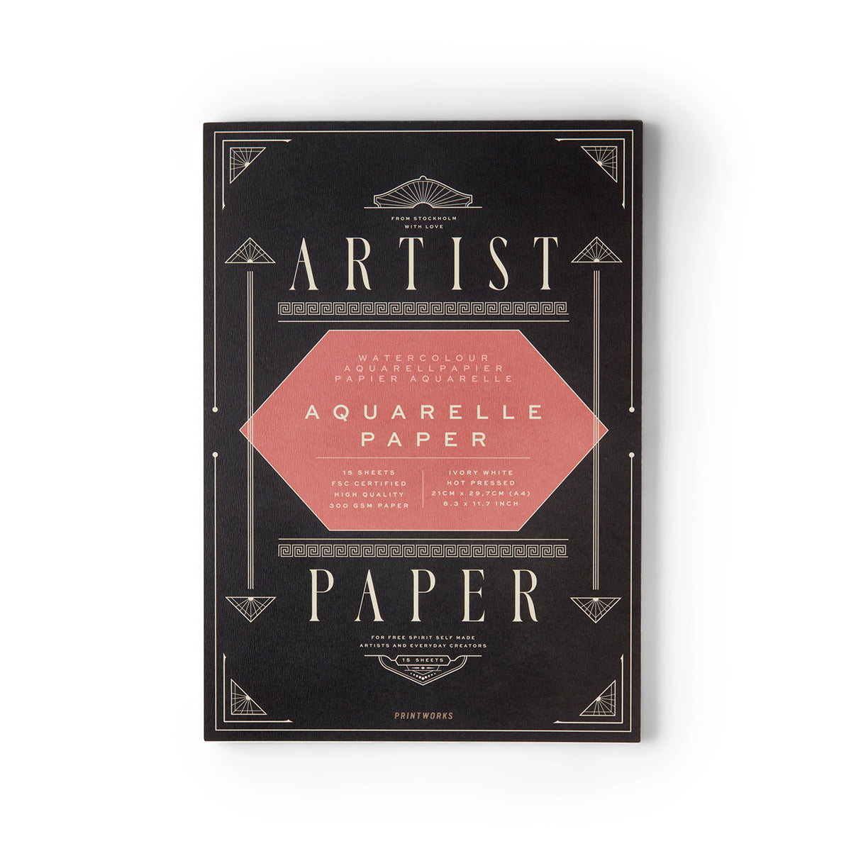 Package of Artist Aquarelle Paper with decorative text on a white background