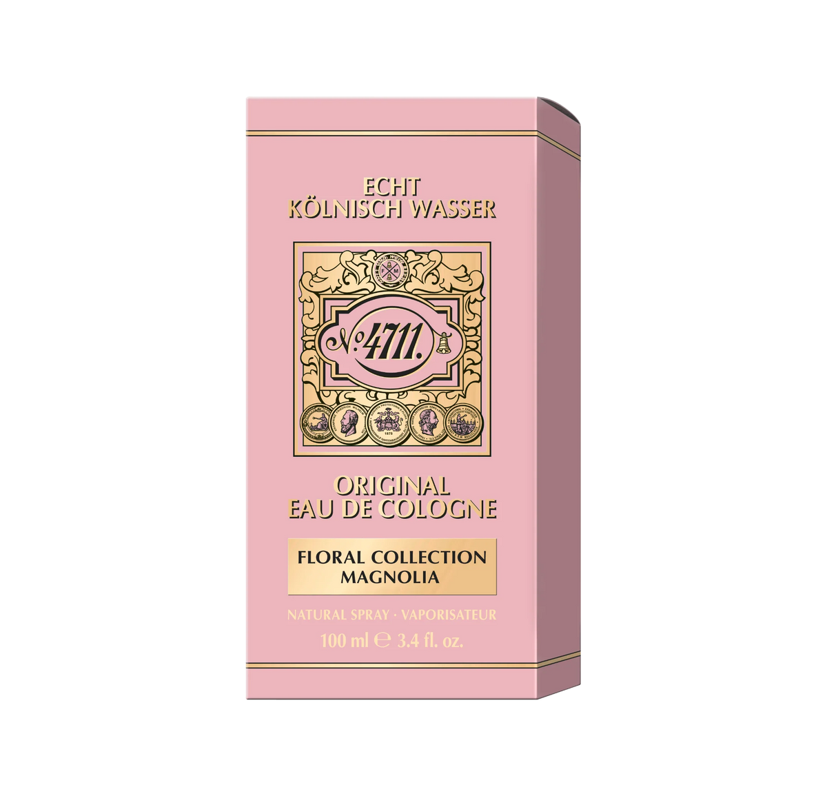 Pink box of 4711 Original Eau de Cologne Floral Collection Magnolia on a white background
