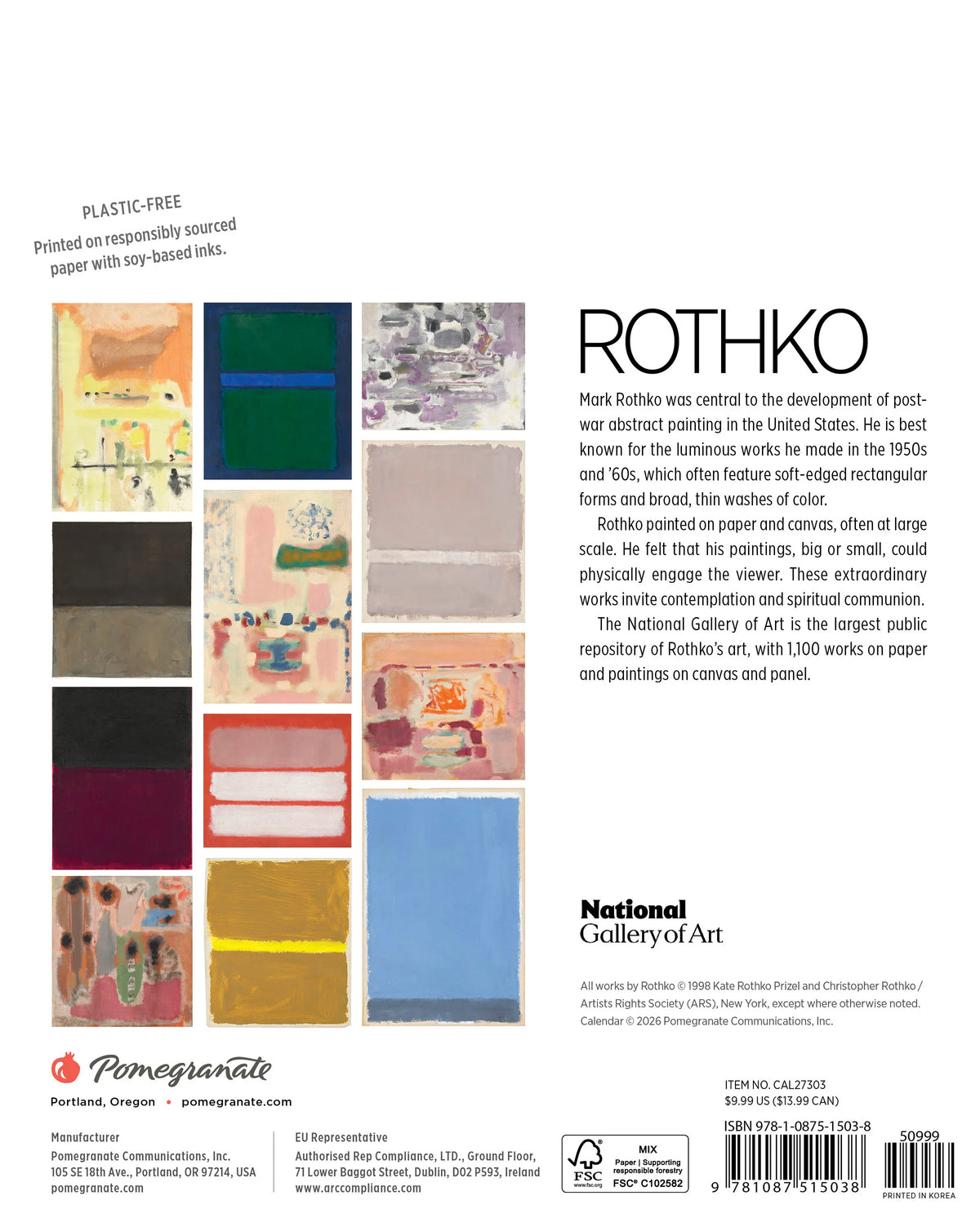 Rothko 2027 Mini Wall Calendar