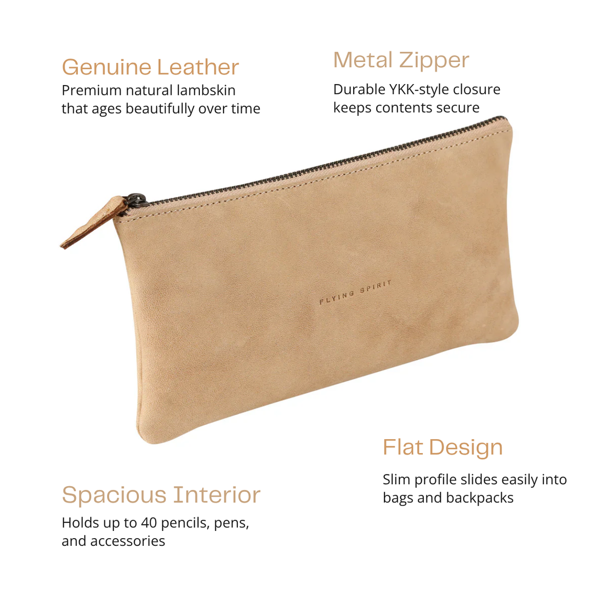 Clairefontaine Flying Spirit Flat Leather Pencil Case