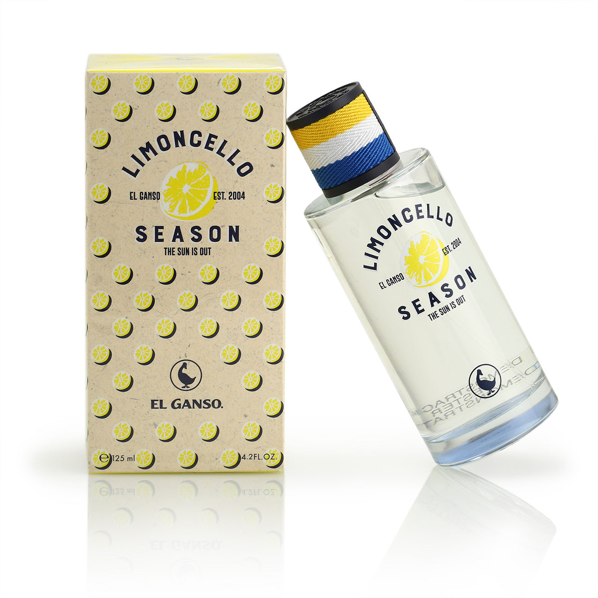 El Ganso Limoncello EDT bottle with it&#39;s graphic lemonsliced packaging