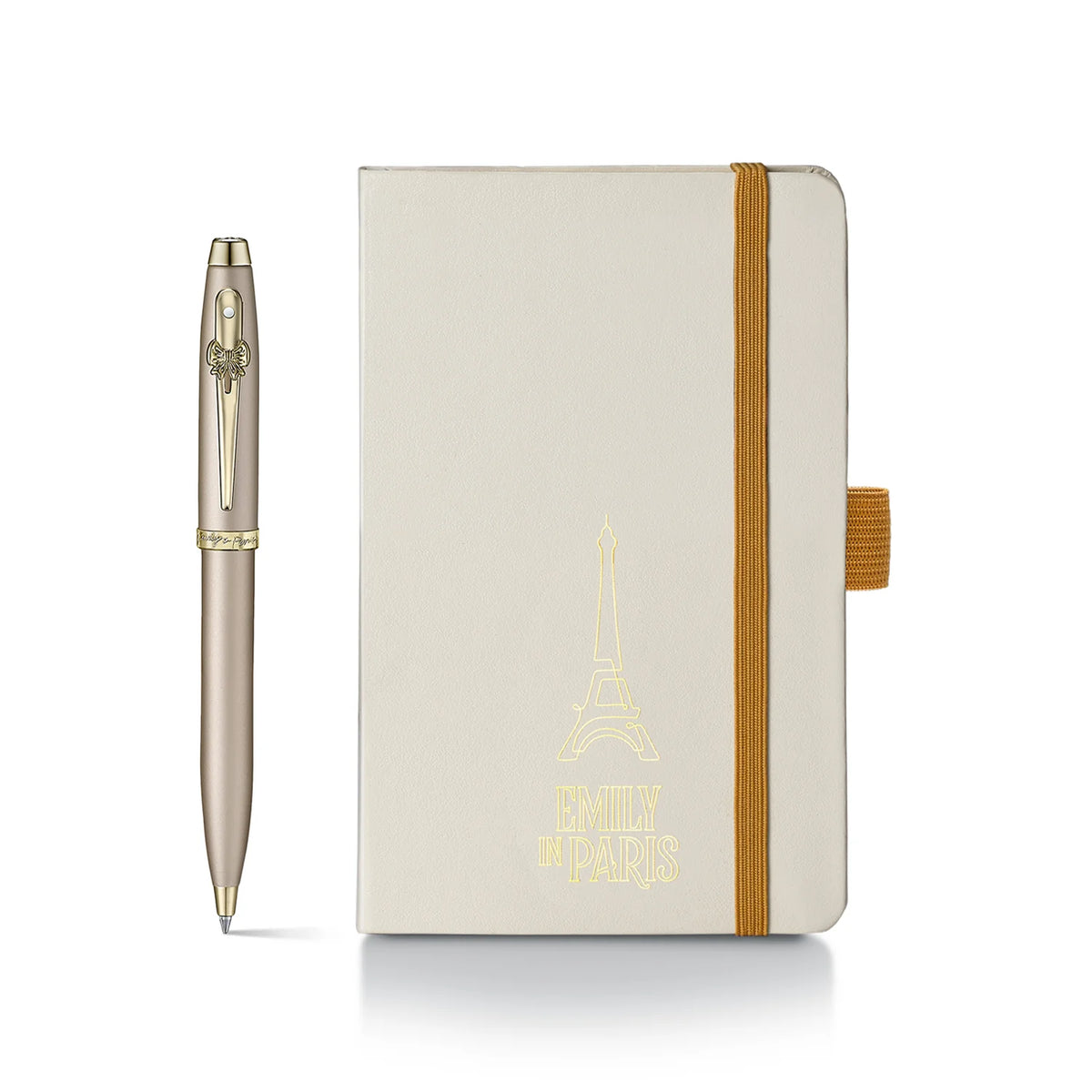 Sheaffer 100 Emily in Paris Gift Set Champagne Gold Ballpoint Pen and Hardbound Notebook