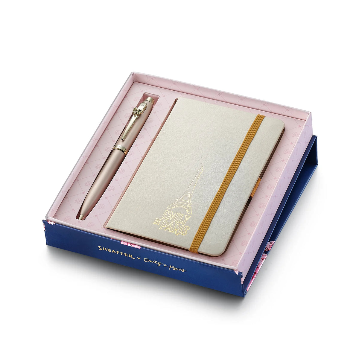 Sheaffer 100 Emily in Paris Gift Set Champagne Gold Ballpoint Pen and Hardbound Notebook