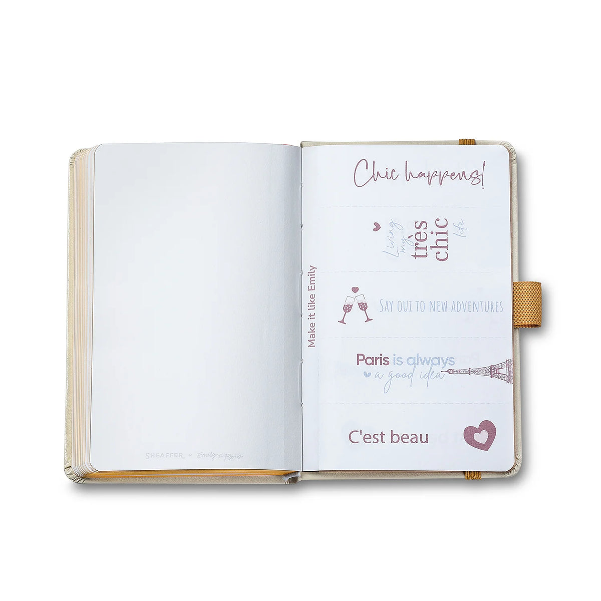 Sheaffer 100 Emily in Paris Gift Set Champagne Gold Ballpoint Pen and Hardbound Notebook
