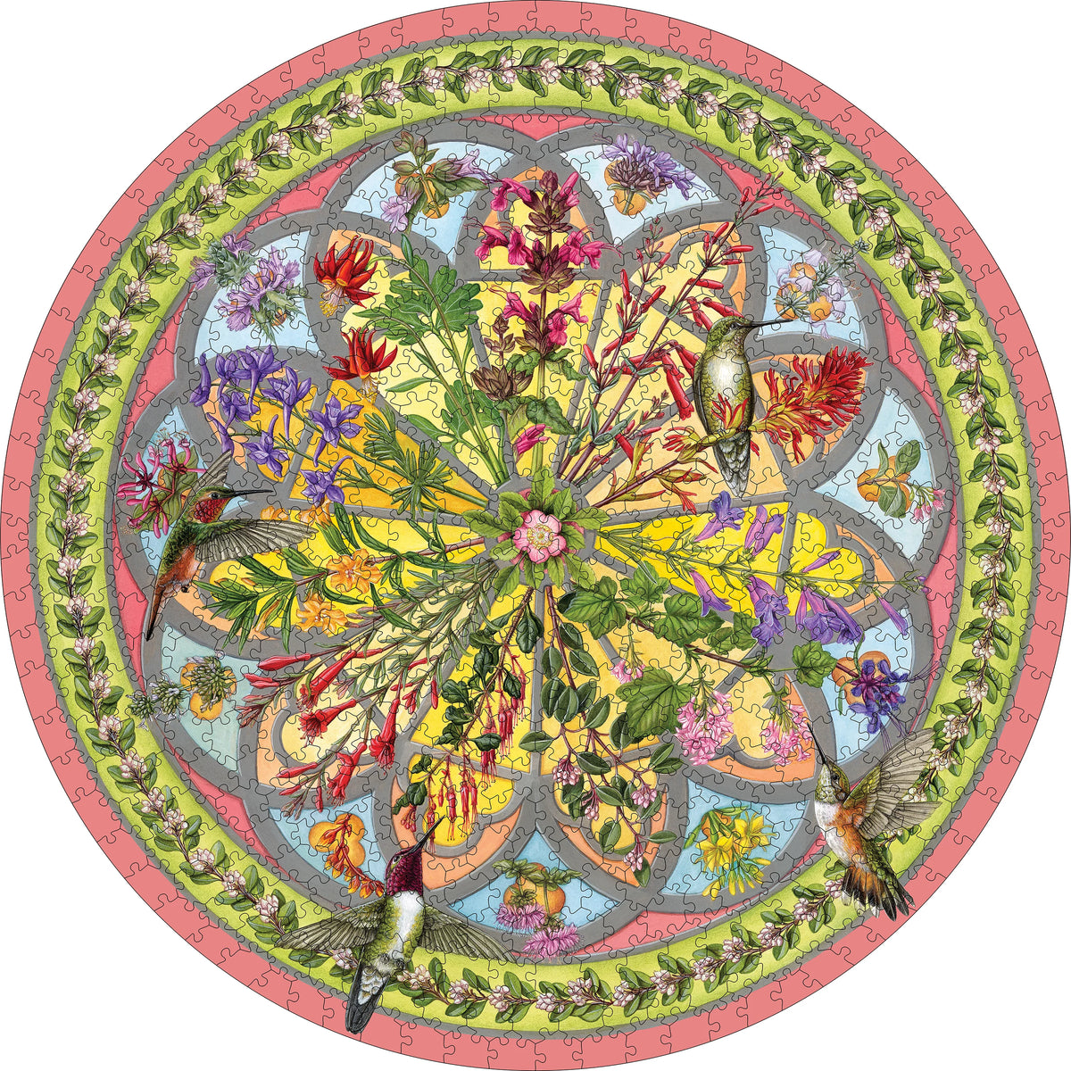 Pomegranate Erin E. Hunter's "Floral Compass" 500-Piece Puzzle