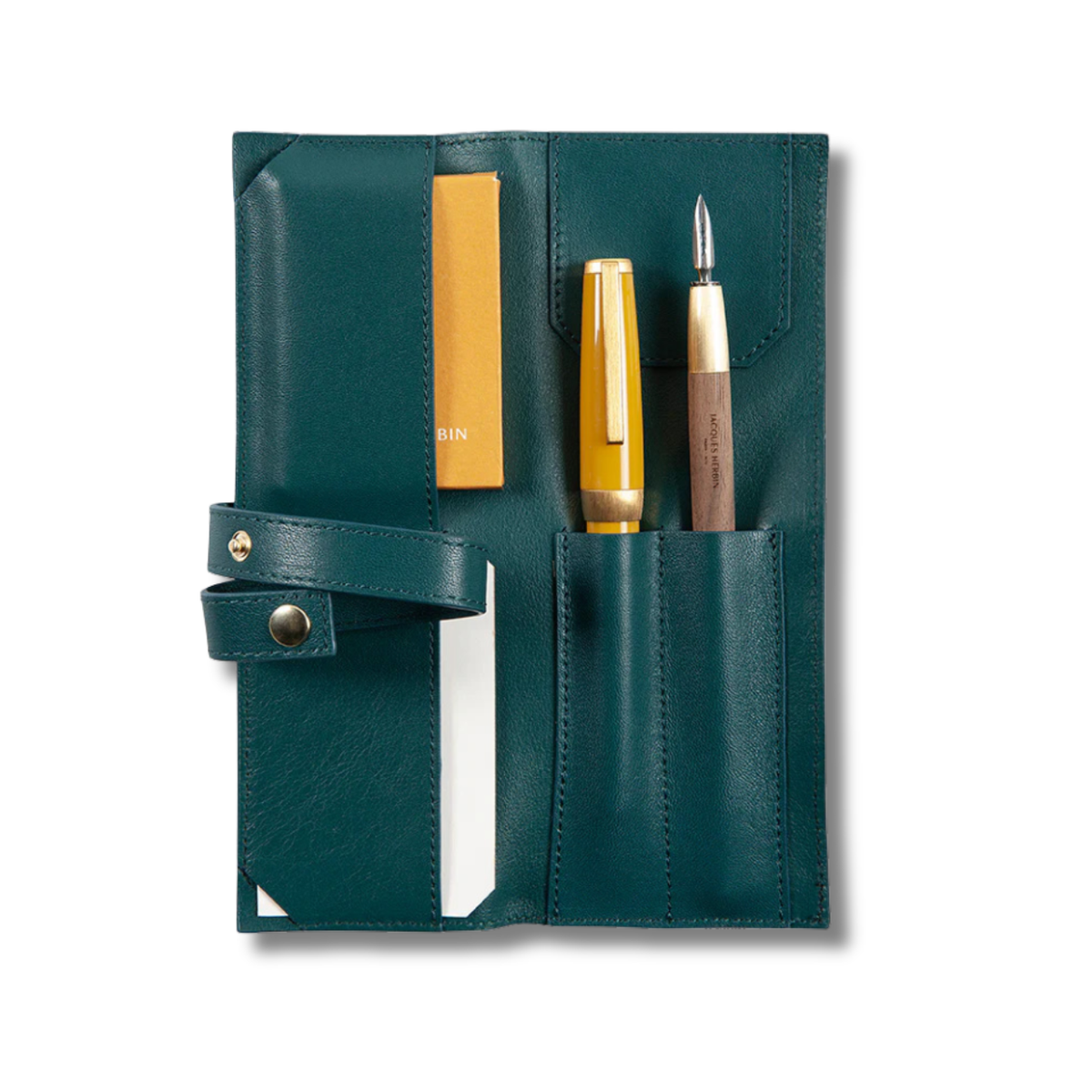 Jacques Herbin Prestige Leather Wrapping Pen Case Emerald