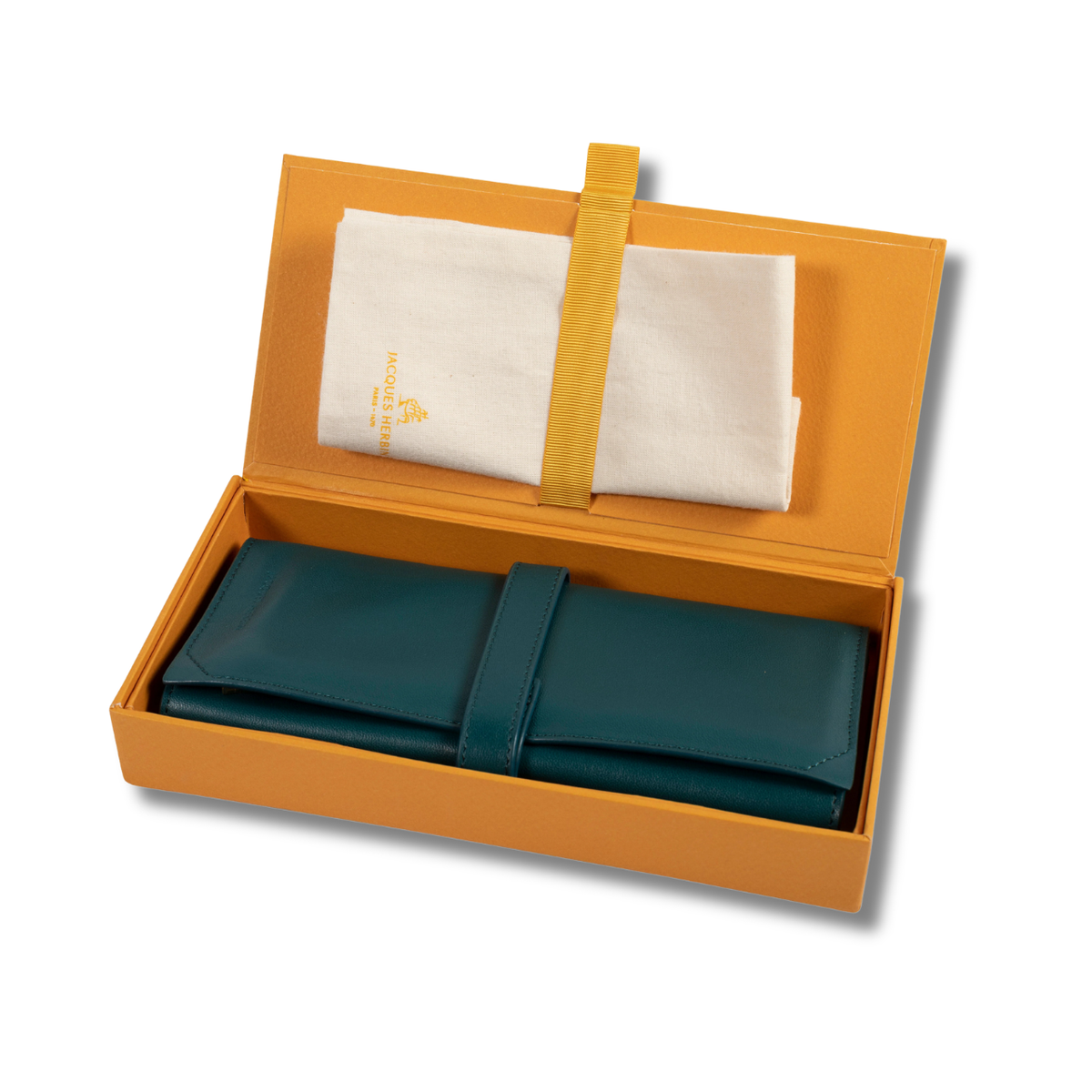 Jacques Herbin Prestige Leather Wrapping Pen Case Emerald