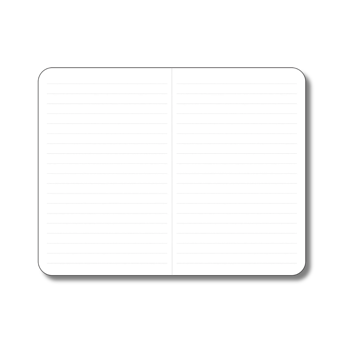 White note pad with a line pattern on a white background