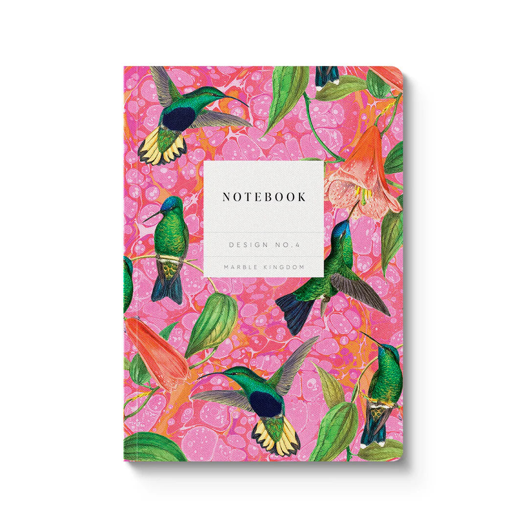 Ohh Deer A5 Premium Paperback Notebook - Marble Hummingbirds