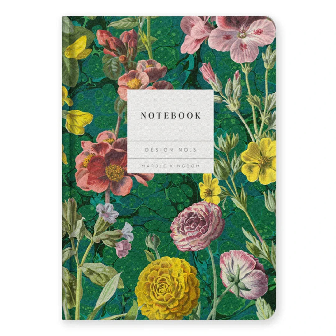 Floral notebook with a green background
