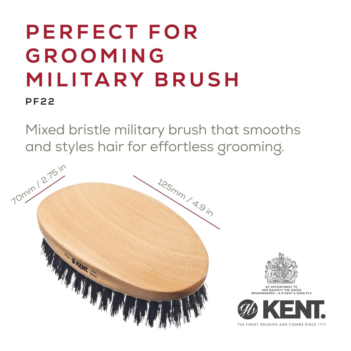 Kent Grooming Bristle Nylon Mix Military Style Brush