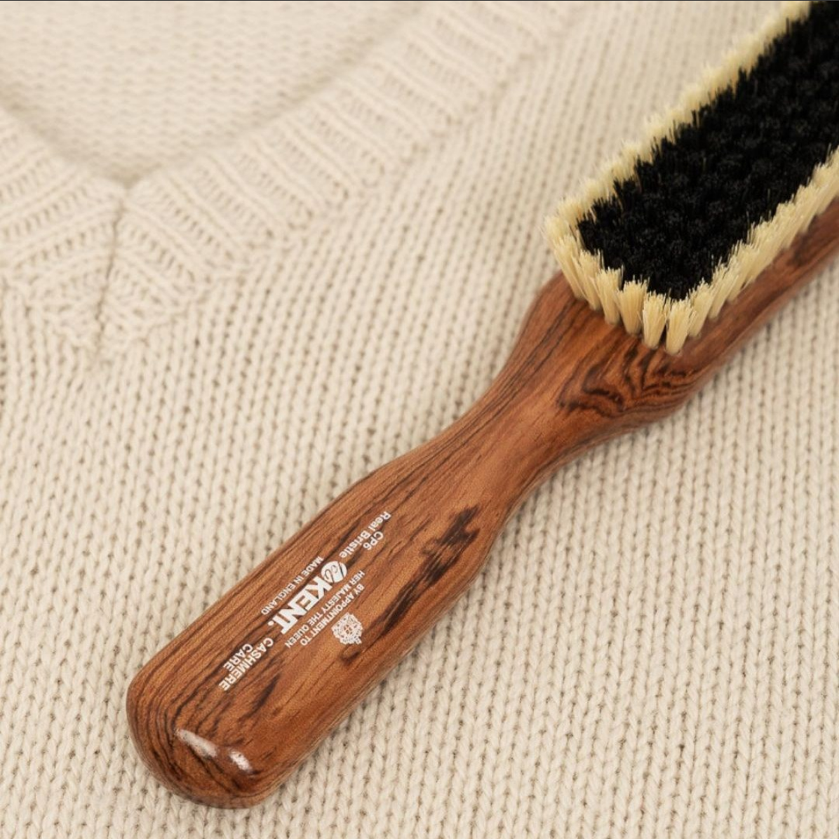 Kent Cashmere Care Dark Wood Bristle &amp; Nylon Mix Clothes Brush