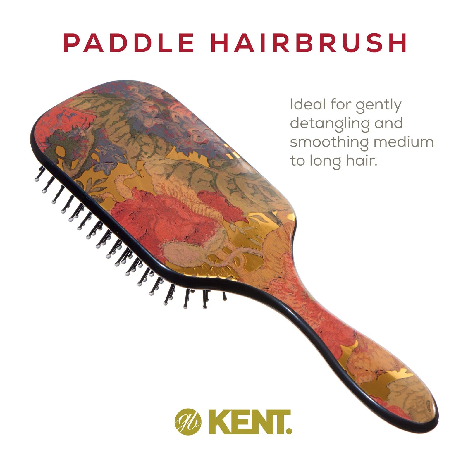 Hairbrush with a decorative handle on a white background