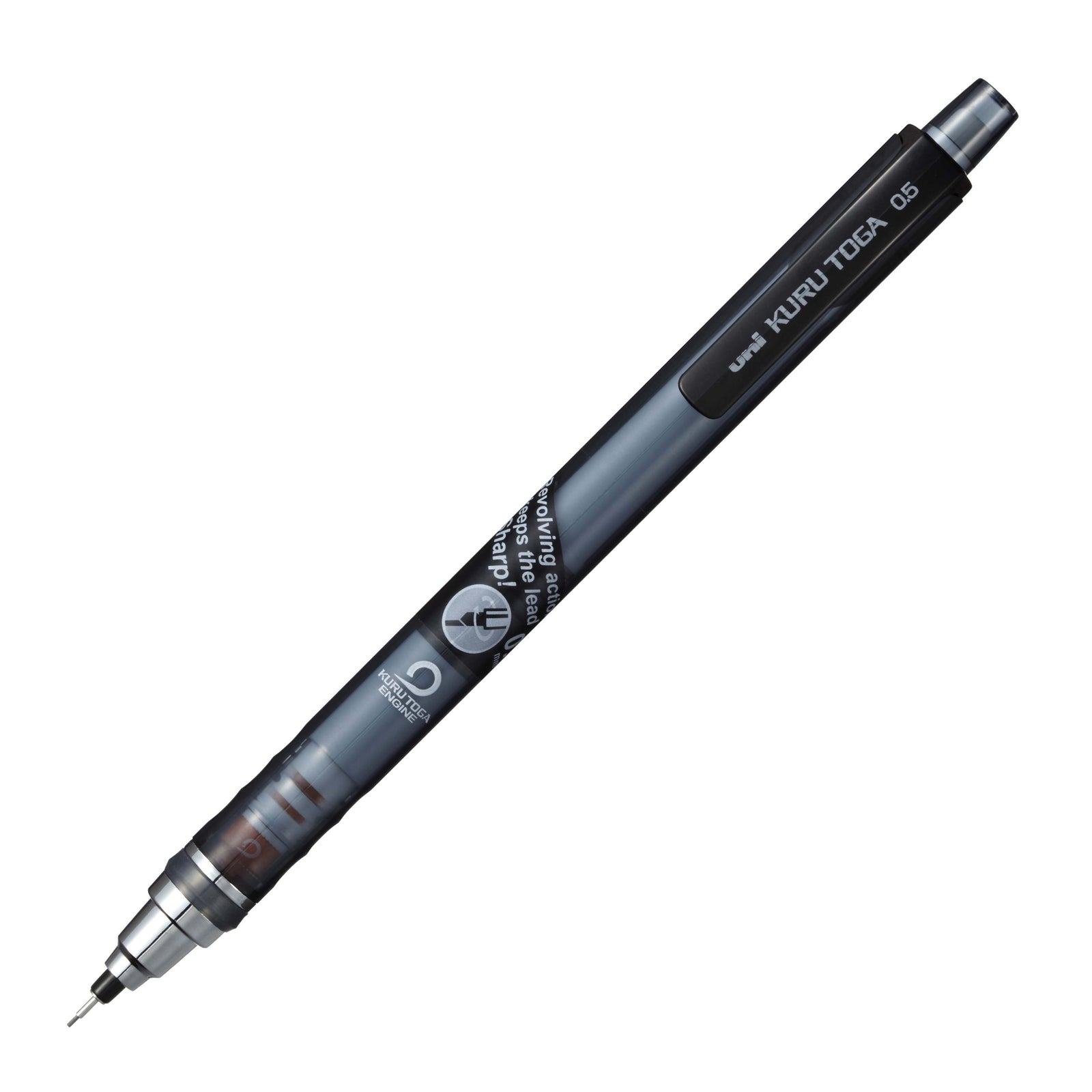 Mechanical pencil with brand name on a white background