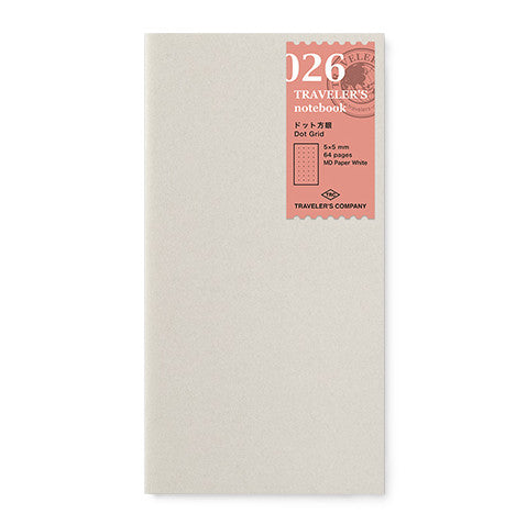 Regular sized Traveler's Notebook Dot Grid refill with warm-grey cover 