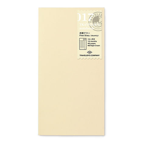 MD Paper Monthly Free Diary refill for the regular sized Traveler&#39;s Notebook has cream cover and MD Paper Cream inside