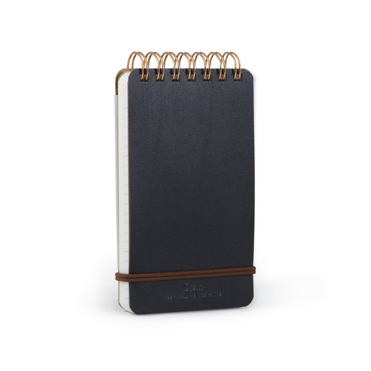 Memo sized Midori Grain Notebook with black recycled leather cover