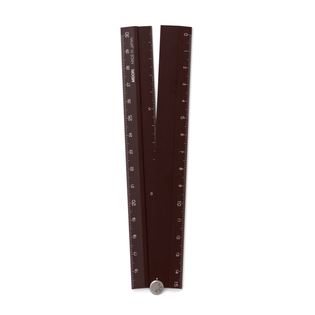 Aluminium folding ruler in brown with white lettering