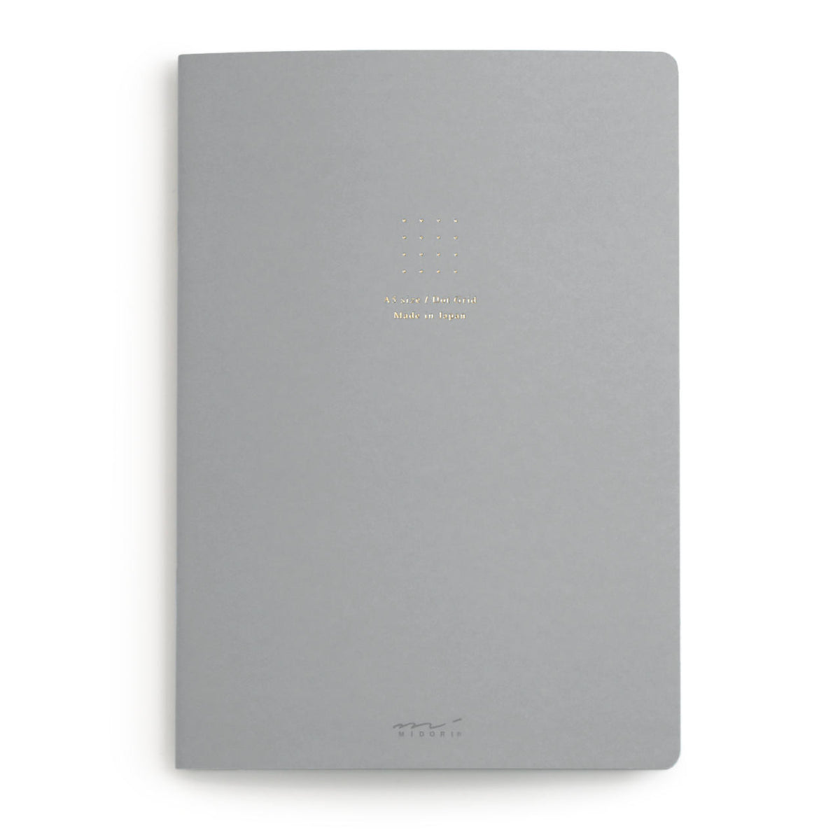 Midori gray dot grid notebook A5 has a soft cover and rounded corners
