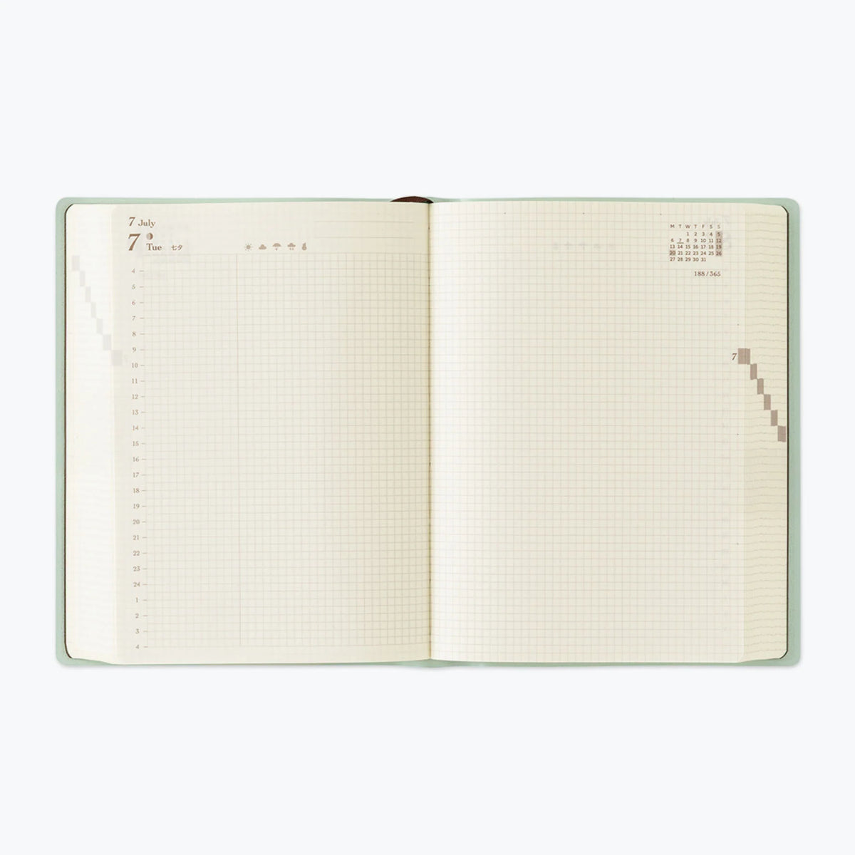 Midori A6 Hibino 2026 Diary - Blue Green
