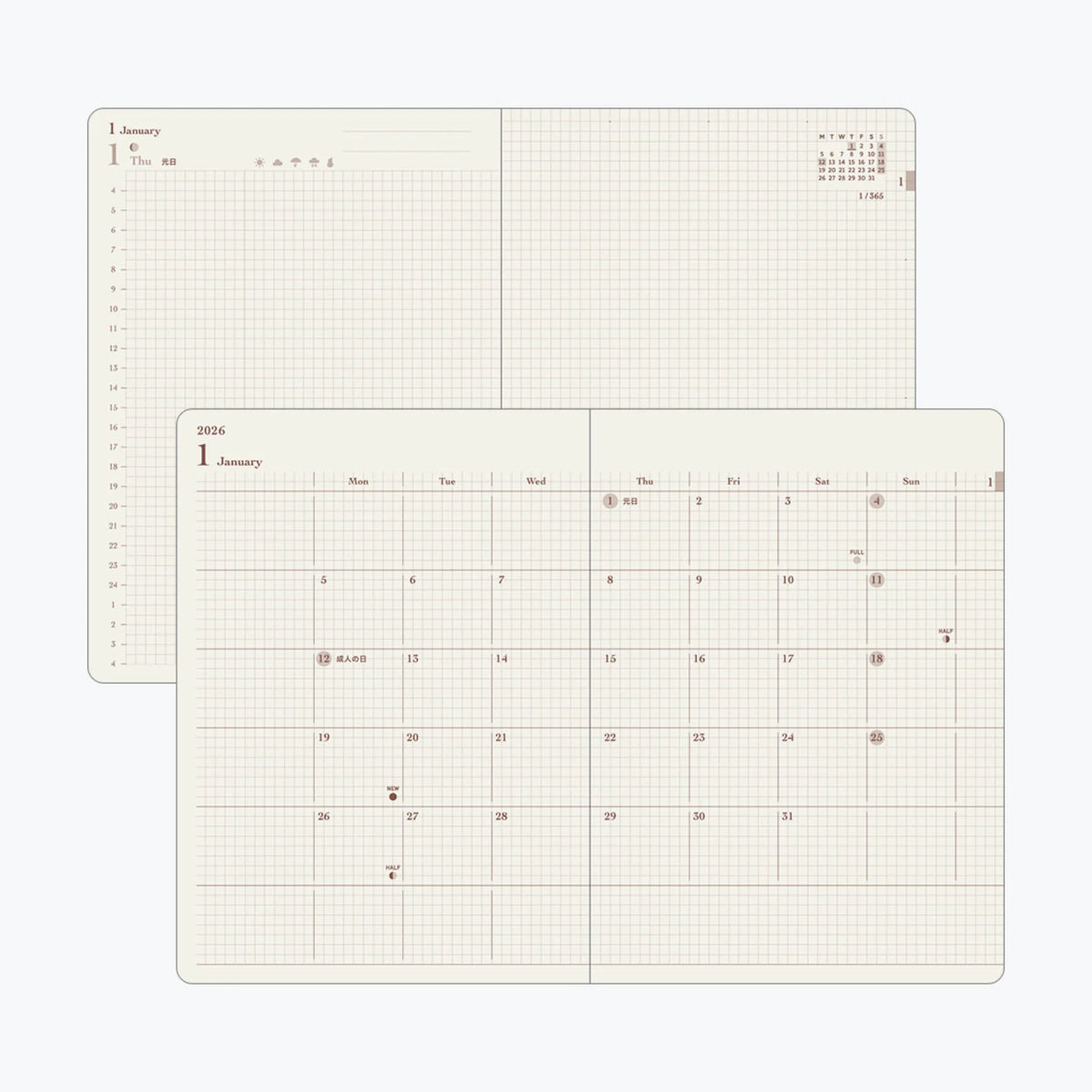 Midori A6 Hibino 2026 Diary - Camel