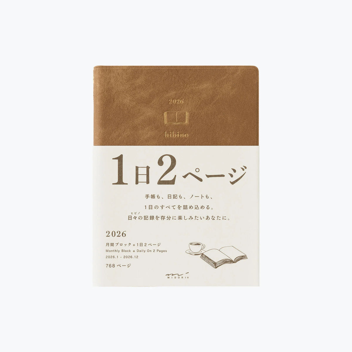 Midori A6 Hibino 2026 Diary - Camel