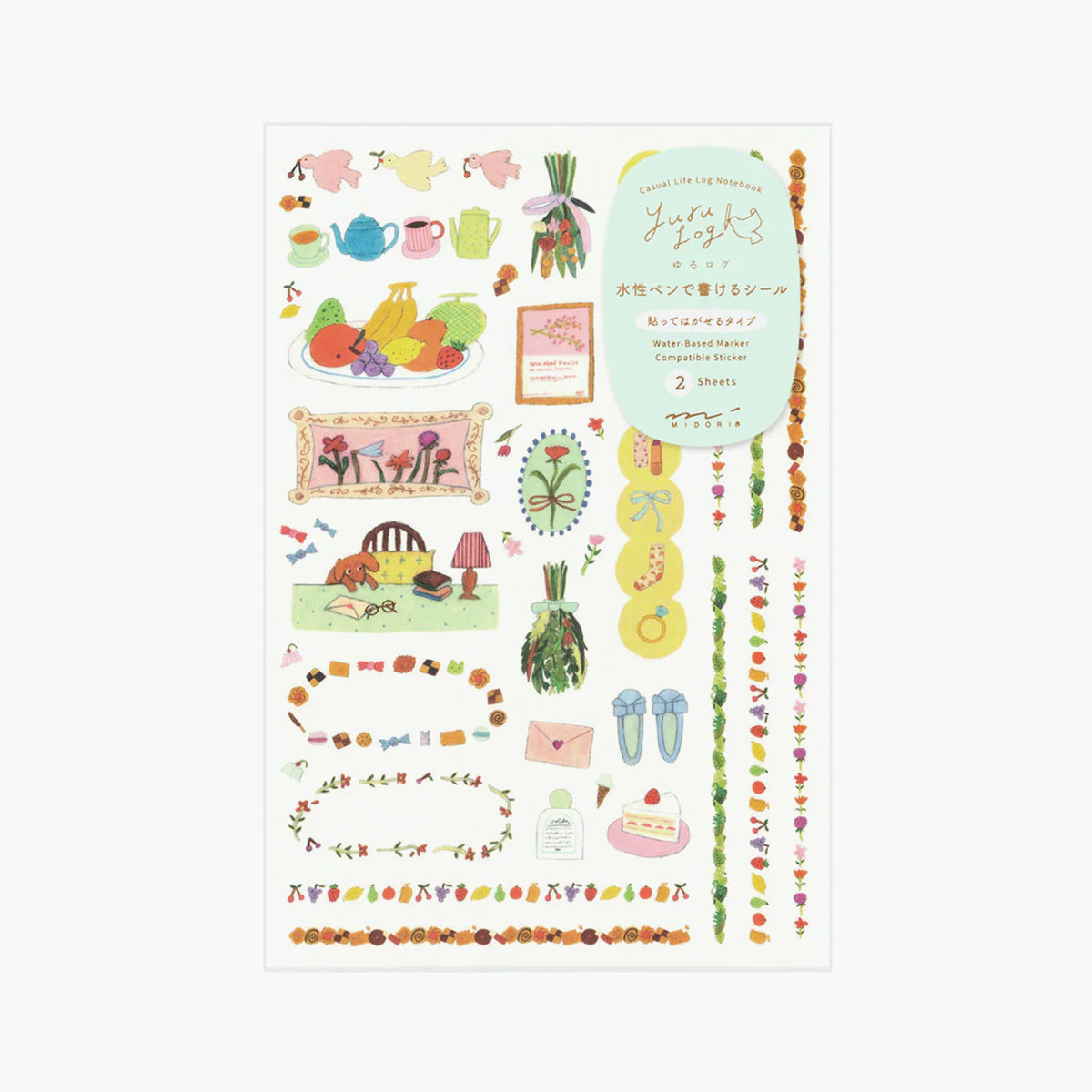 Midori Yuru Log Planner Sticker Sheets - 2 Sheets