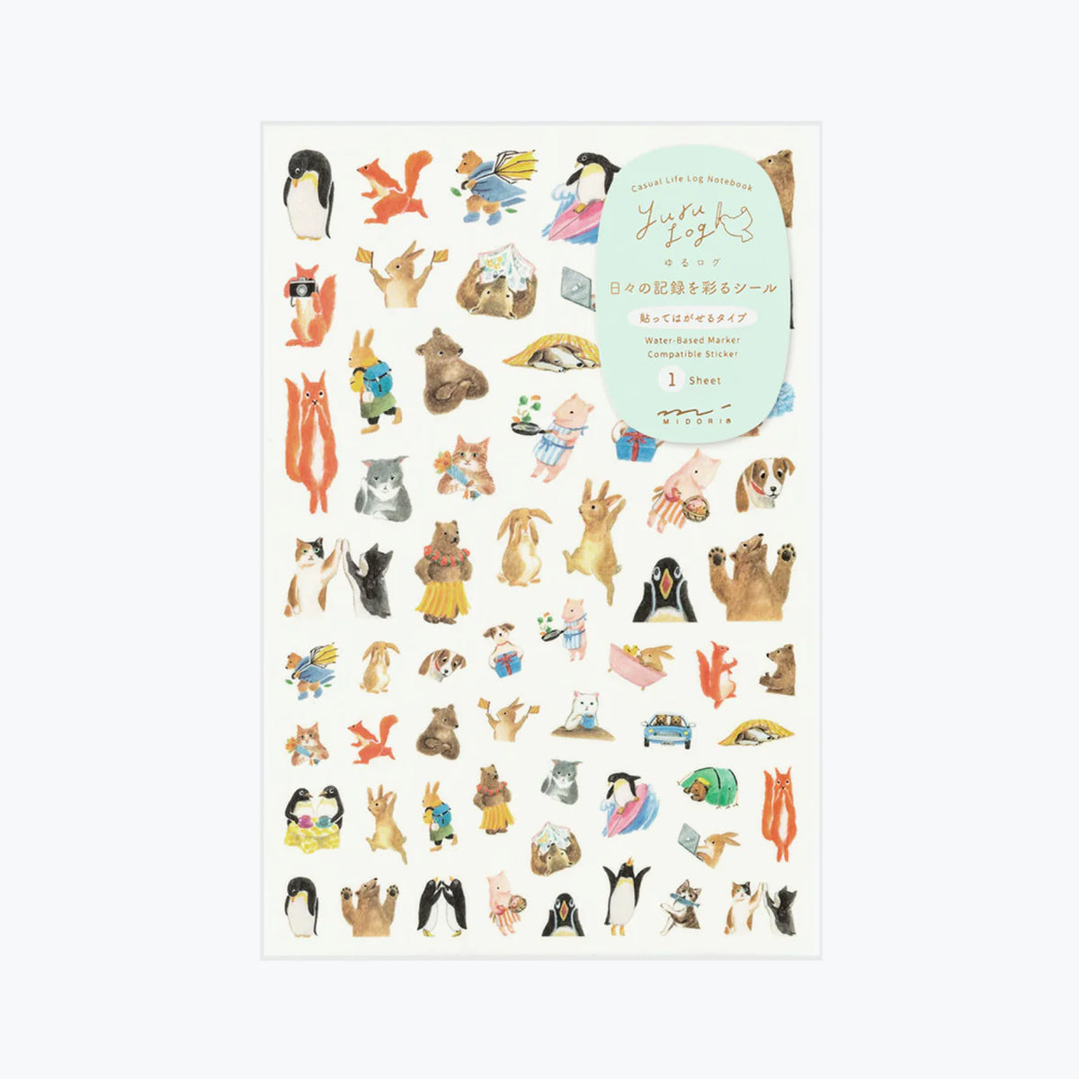 Midori Yuru Log Planner Sticker Sheet - 1 Sheet
